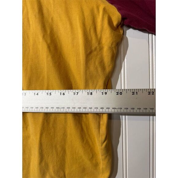 VTG Y2K Abercrombie Fitch Muscle Fit Raglan Long Sleeve Shirt XXL Gold Burgundy - Picture 7 of 11
